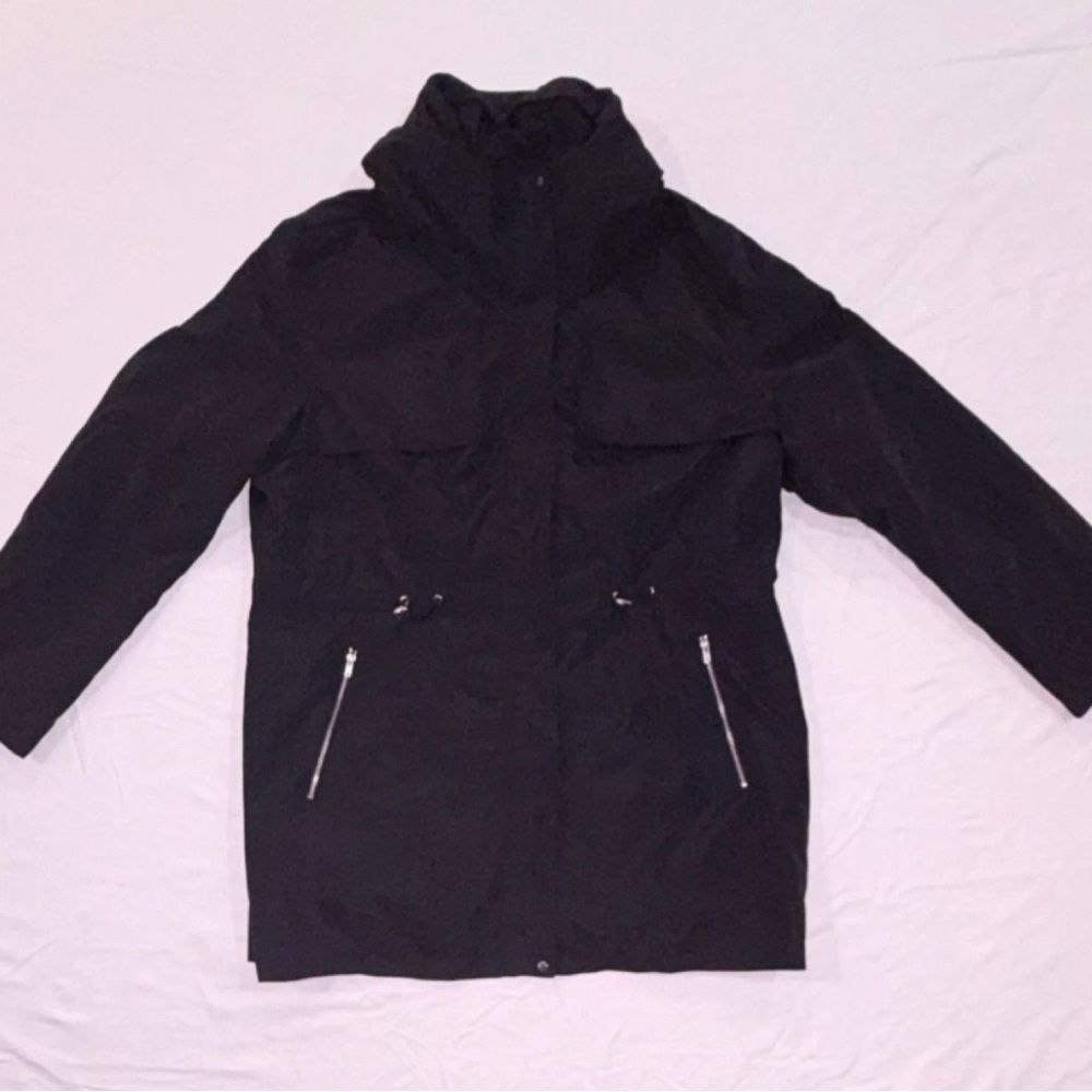Milano Black Zip Hooded Jacket Pockets Mid-Length Women's XXL MFX 34